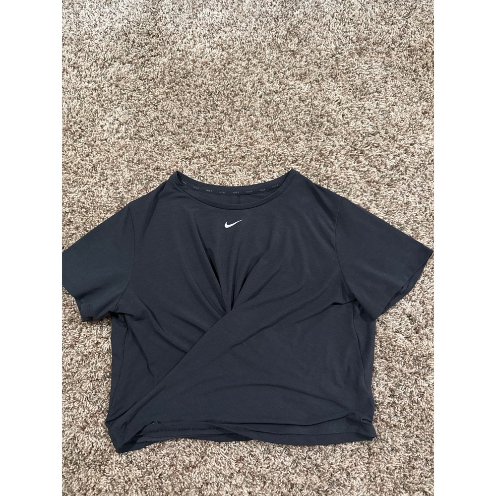 Nike Womens Dri-FIT Twist Front Crop Training Gym Workout Black XL Cycle Yoga